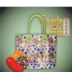 Candy Crush Saga Tote Bag with Green Handles